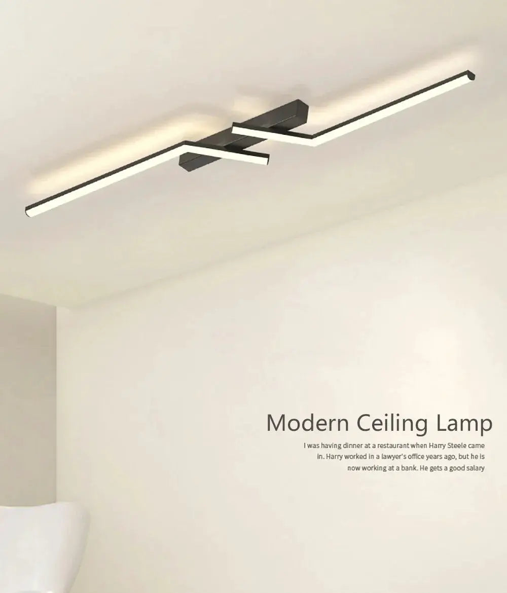 Modern LED ceiling light by Simples Market with gold luster finish; two parallel bars create a chic linear zigzag.