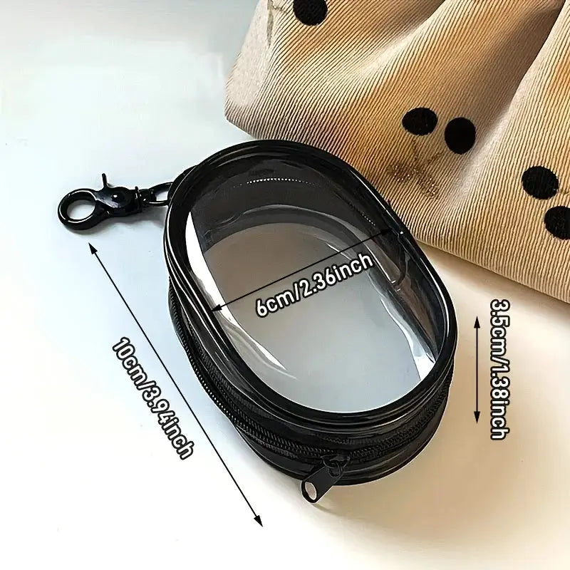 Simples Market portable mini clear zipper storage bag with clear window and keychain loop for earphones and chargers