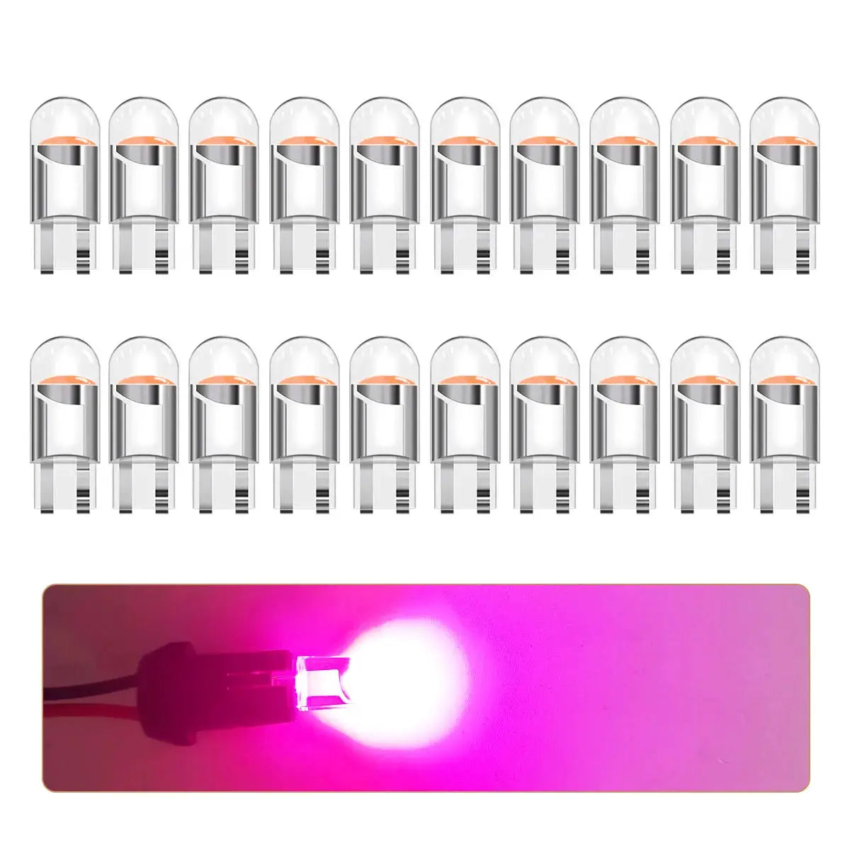 Simples Market 360 transparent LED COB T10 W5W car reverse signal light set, 24 LEDs, color options white/blue/yellow/red/pink/ice blue