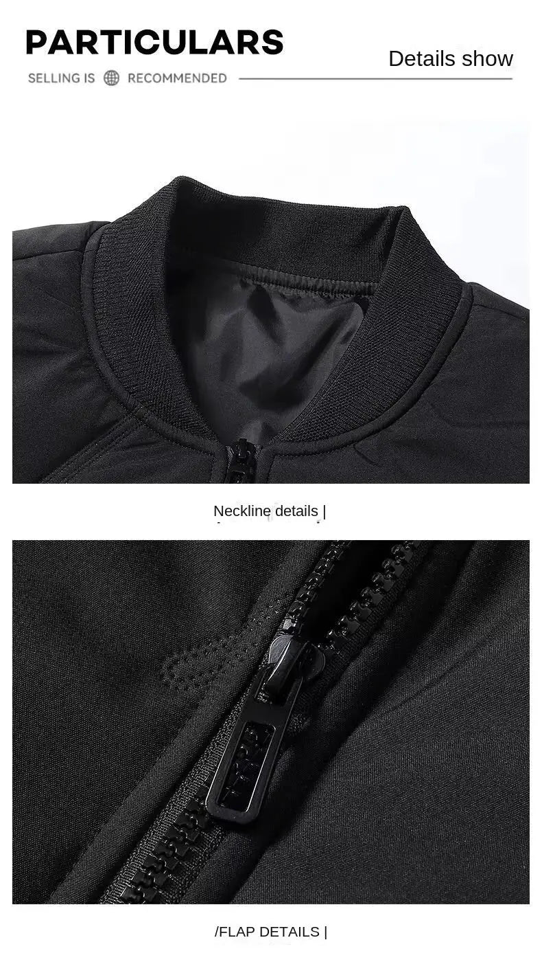 Simples Market black cotton baseball jacket with ribbed collar and zip front