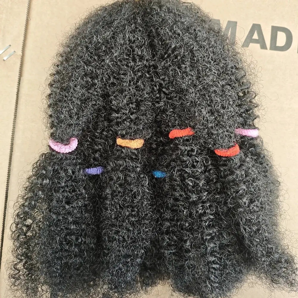 Afro Kinky Bulk Hair by Simples Market, 12in synthetic Afro twist braiding hair, 1 pack (10 strands) with colorful bands