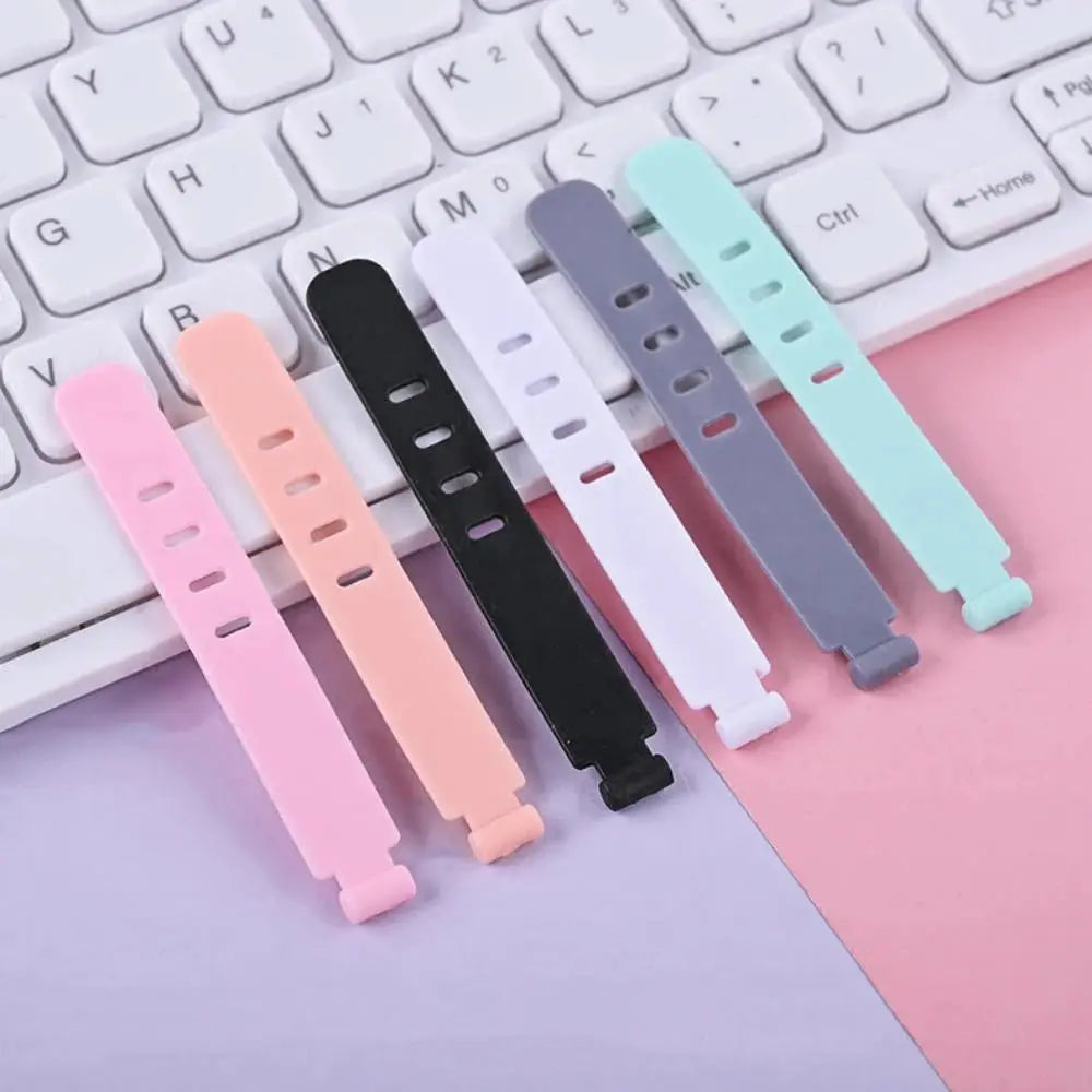 Cable ties silicone set of 8 pastel colors for wire organization by Simples Market