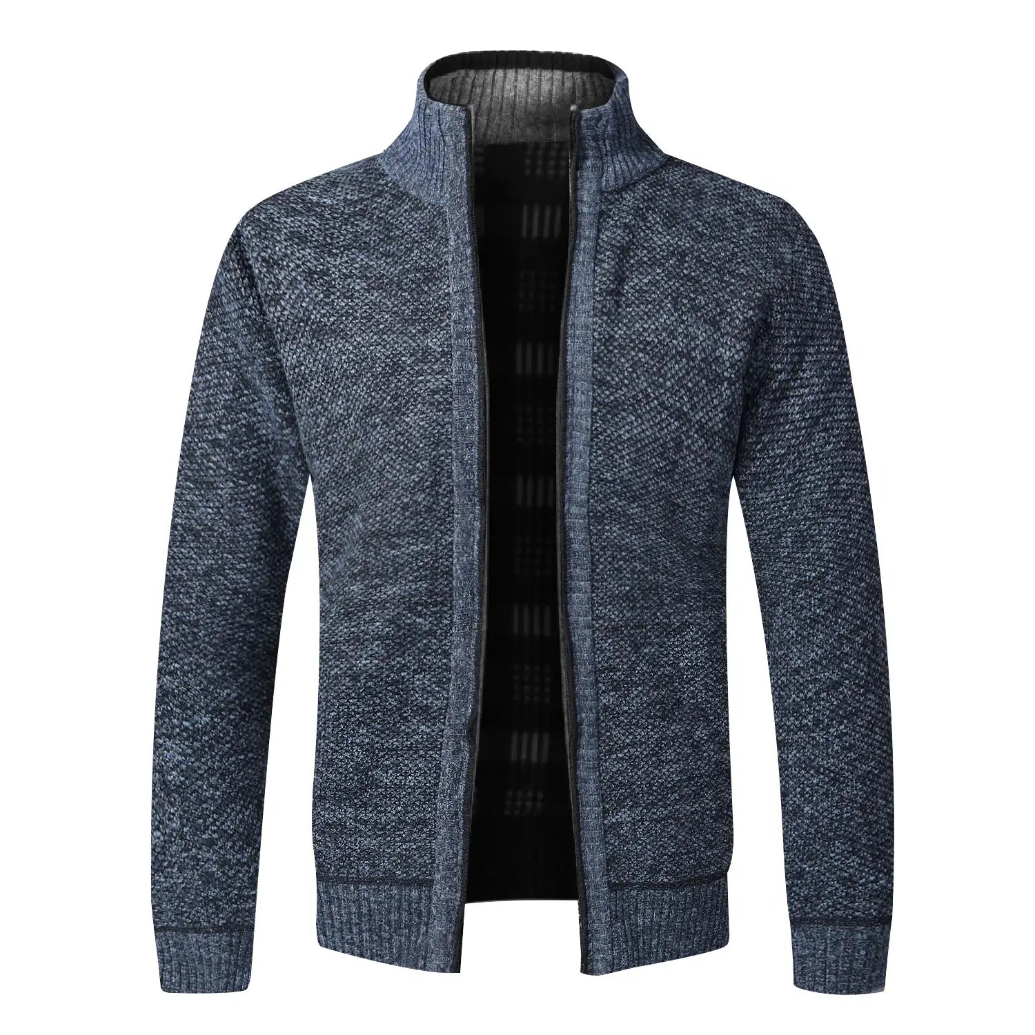 Autumn Winter Warm Cardigan For Men Fleece Full Zip Jacket Slim Fit Luxury Knitted Sweater Coat American Jersey