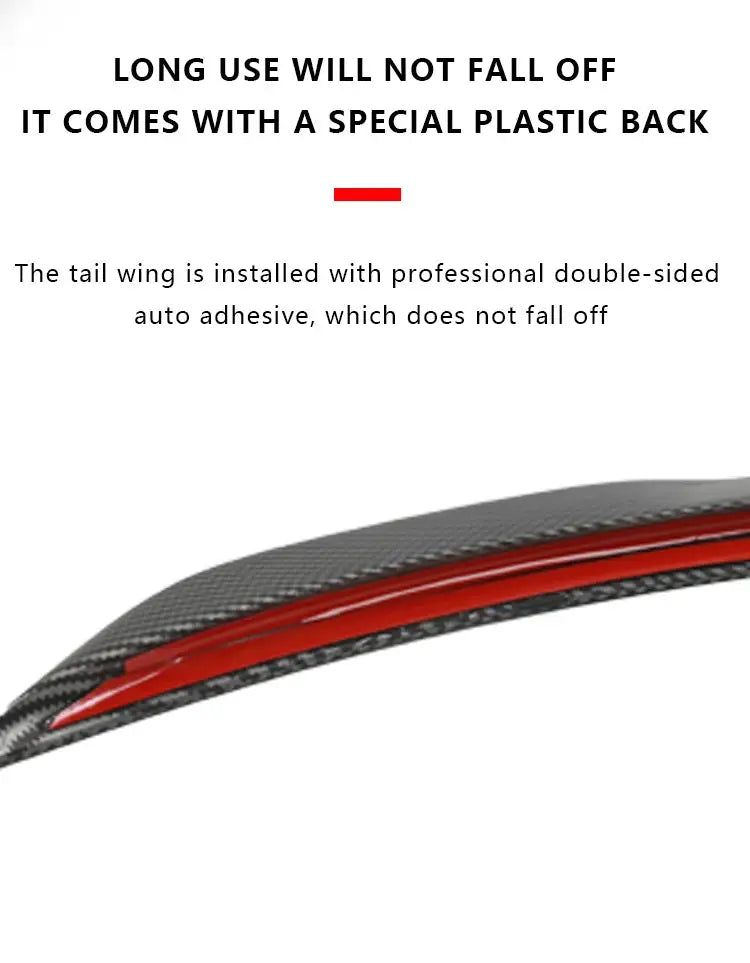 ABS carbon fiber pattern spoiler for Tesla Model Y with red accent trim