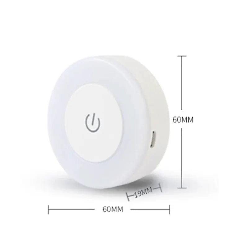 Energy Saving LED Touch Sensor Night Light USB Rechargeable Magnetic Wall Light For Bedroom Hallway Closet Round Lamp