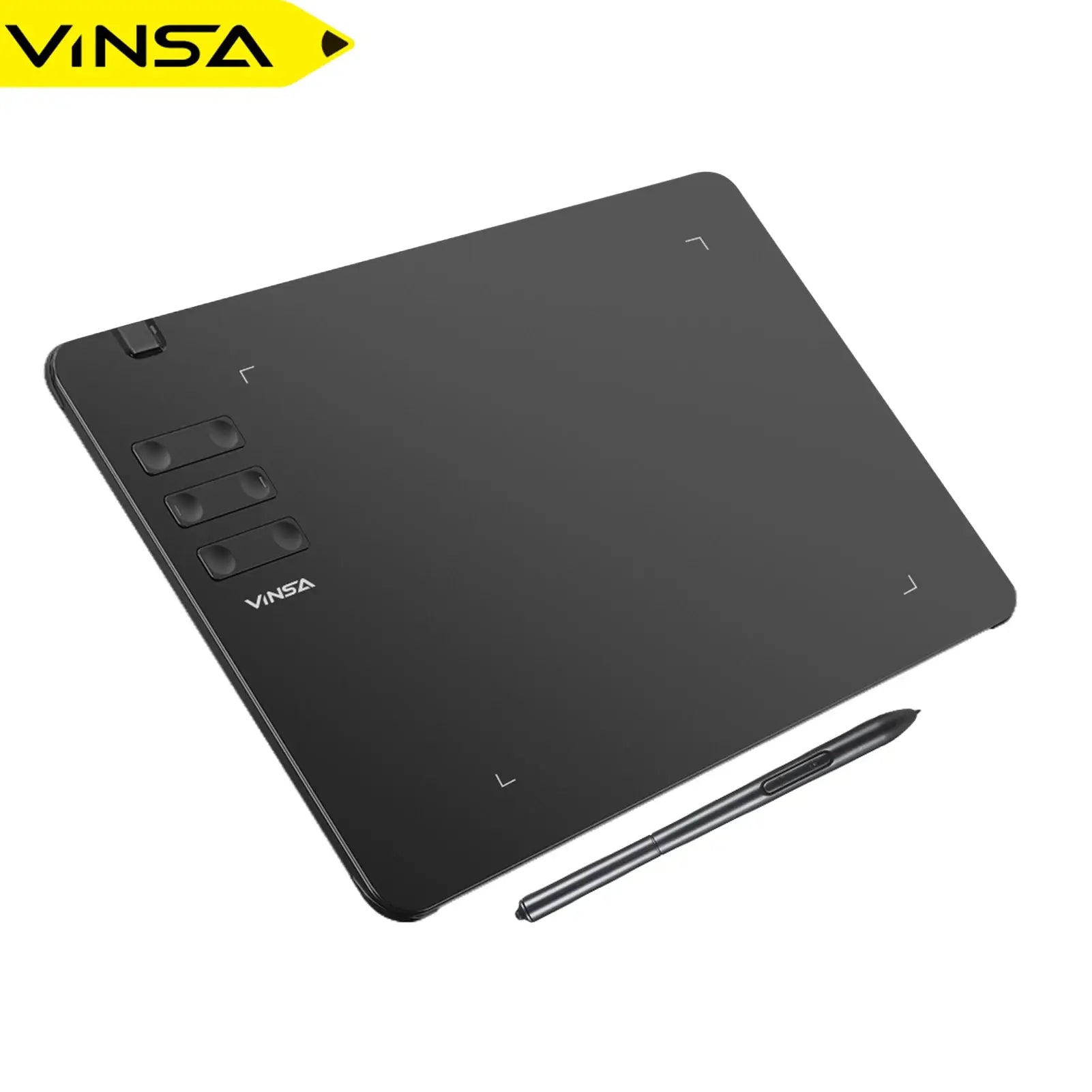 VINSA T1161 graphics drawing tablet with battery-free stylus, 8 nibs, 8192 pressure levels