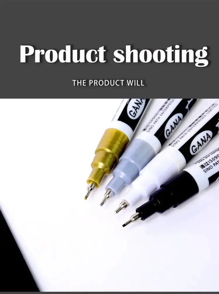 4pc oil-based permanent paint marker set with 0.7mm tips in white, black, gold, gray from Simples Market