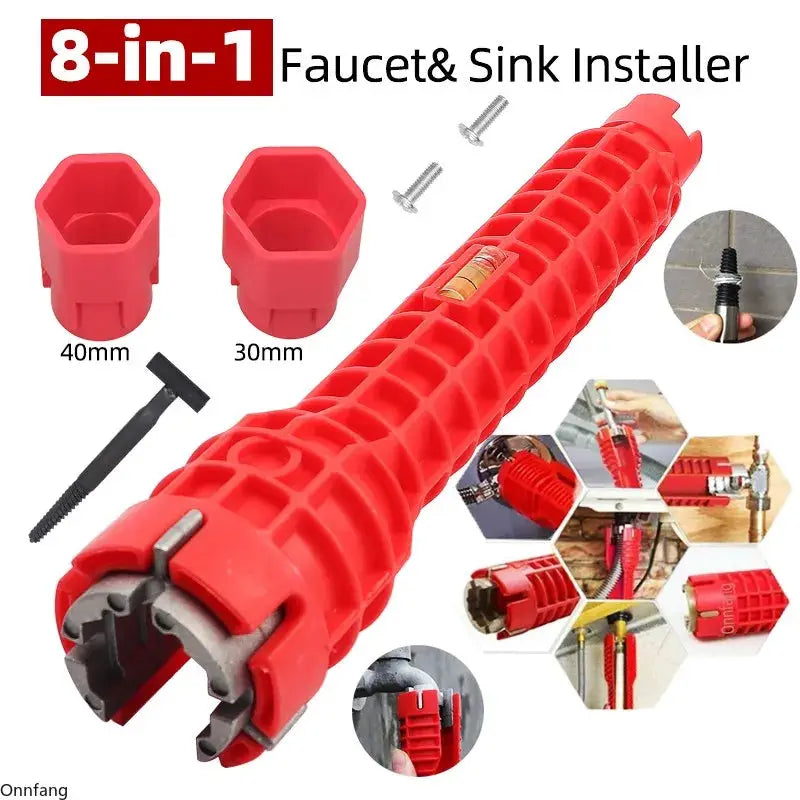 8 In 1 Flume Wrench Anti Slip Kitchen Sink Faucet Repair Tool For Plumbing Installation