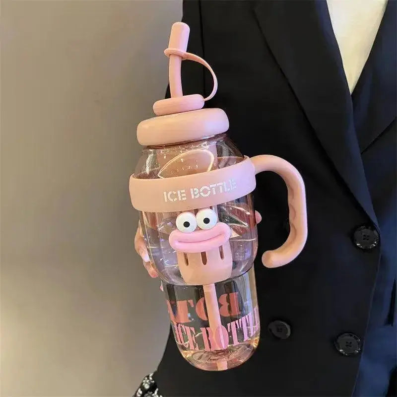 1100ML Sports Water Bottle For Women Cute Aesthetic Large Capacity Portable Straw Cup For Summer Home Outdoor