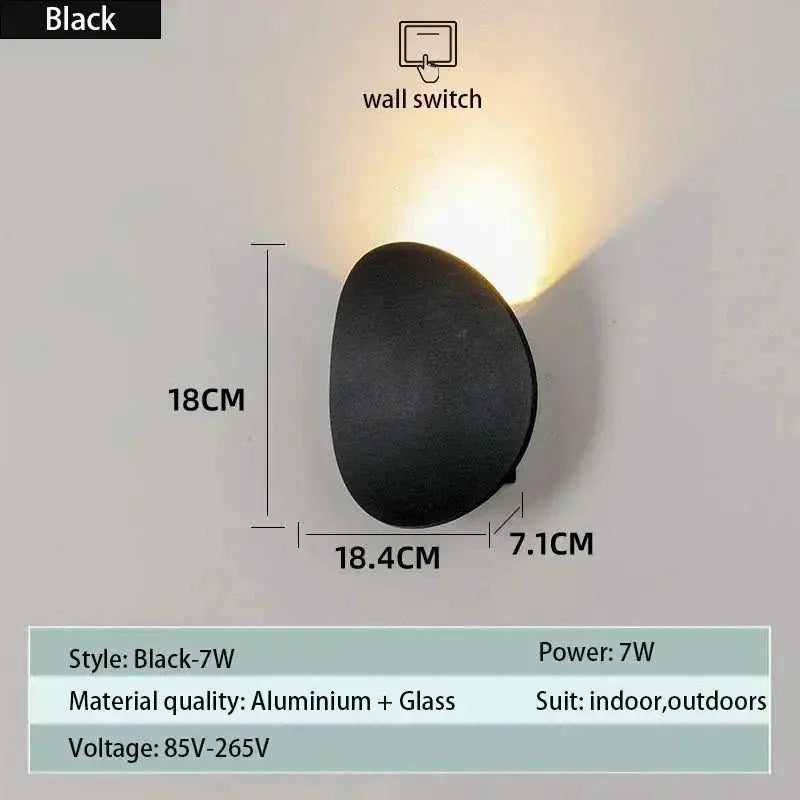 Outdoor LED wall lamp Black 7W; aluminium + glass, indoor/outdoor use, Simples Market