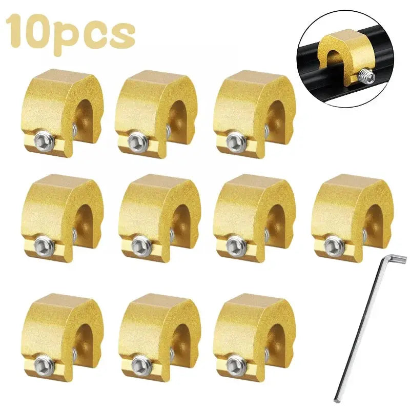 Simples Market 10-pack aluminum alloy window sash lock stoppers, gold color, includes Allen wrench