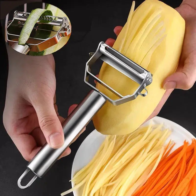ChefMate Double Head Stainless Steel Vegetable Peeler With Peel And Julienne In One Easy Safe Tool