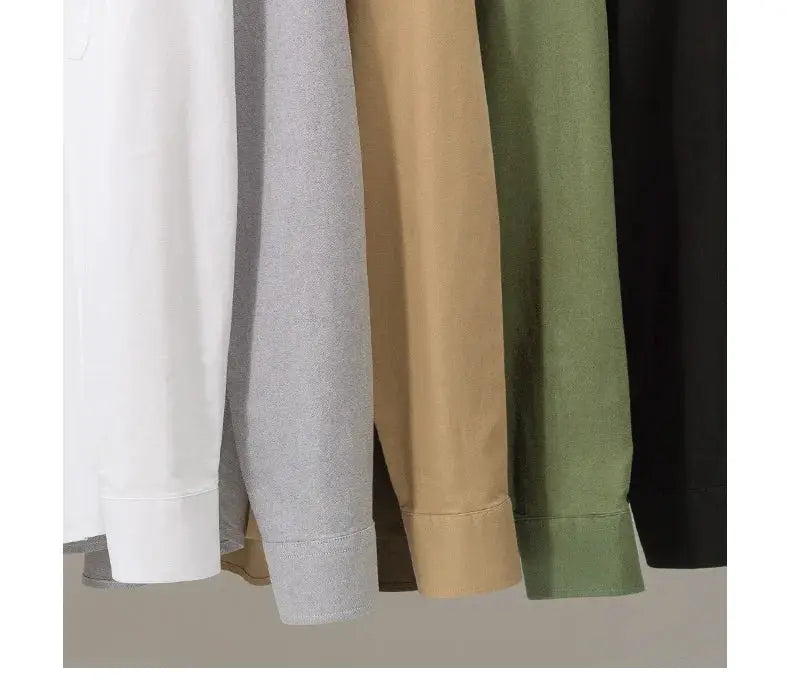 Simples Market men's Classic Fit 100% cotton long-sleeve Oxford shirt, five-color set with single pocket.
