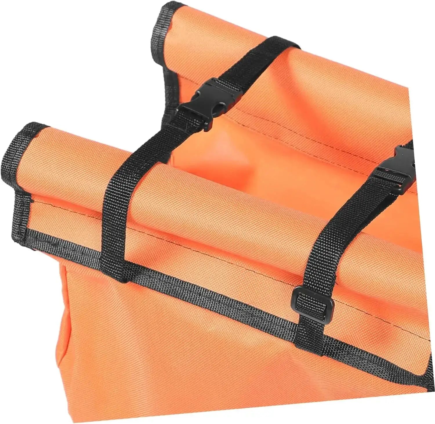 Folding ladder tool storage bag, orange Oxford cloth, portable with black adjustable straps and buckles