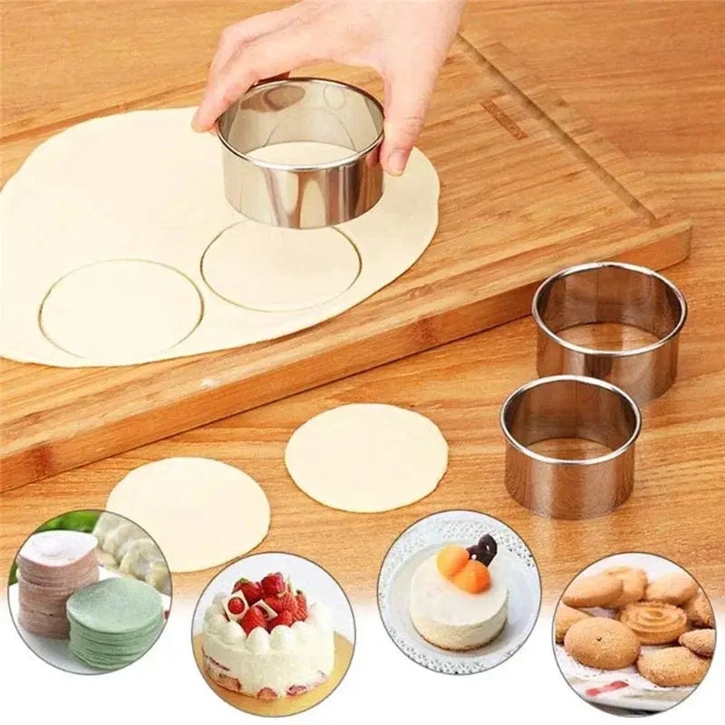 Five Piece Round Stainless Steel Molds Set For Dumpling Wrappers Biscuits Pastry Cake Baking Kitchen Gadget