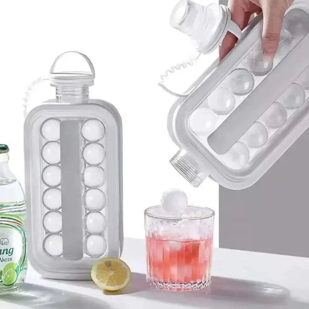 Simples Market portable 2-in-1 folding ice maker water bottle with clear plastic ice cube mold
