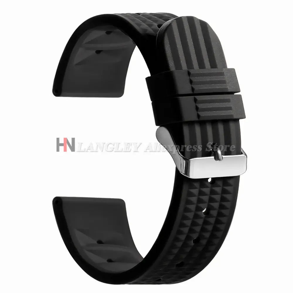 Watchdives Soft Rubber Waffle Strap 20mm 22mm Silicone Diver Watchband For Seiko SKX007 Waterproof