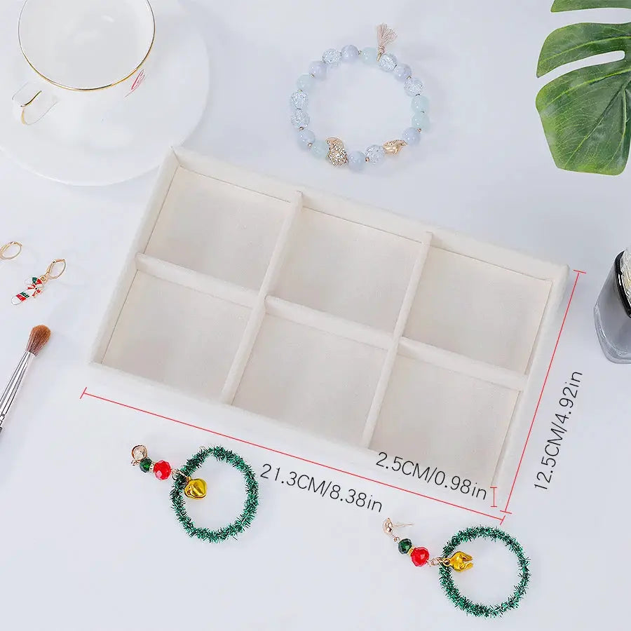 1 Piece Flocking Jewelry Box And Tray Beige Necklace Jewelry Organizer Gift Box 21.3 x 12.5 x 2.5 cm