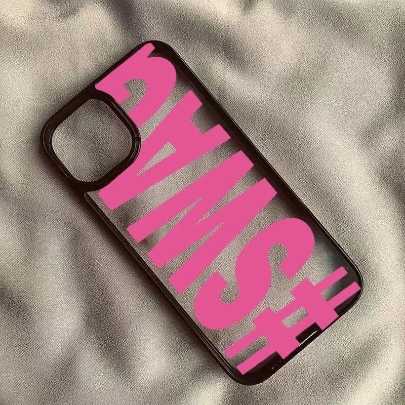 SWAG Bold Letter Phone Case for iPhone; pink bold letters on silver glitter background, shockproof by Simples Market
