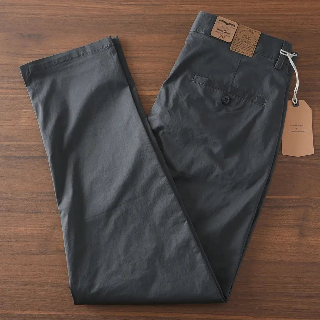 Simples Market men's charcoal cotton slim chino pants with straight-leg cut
