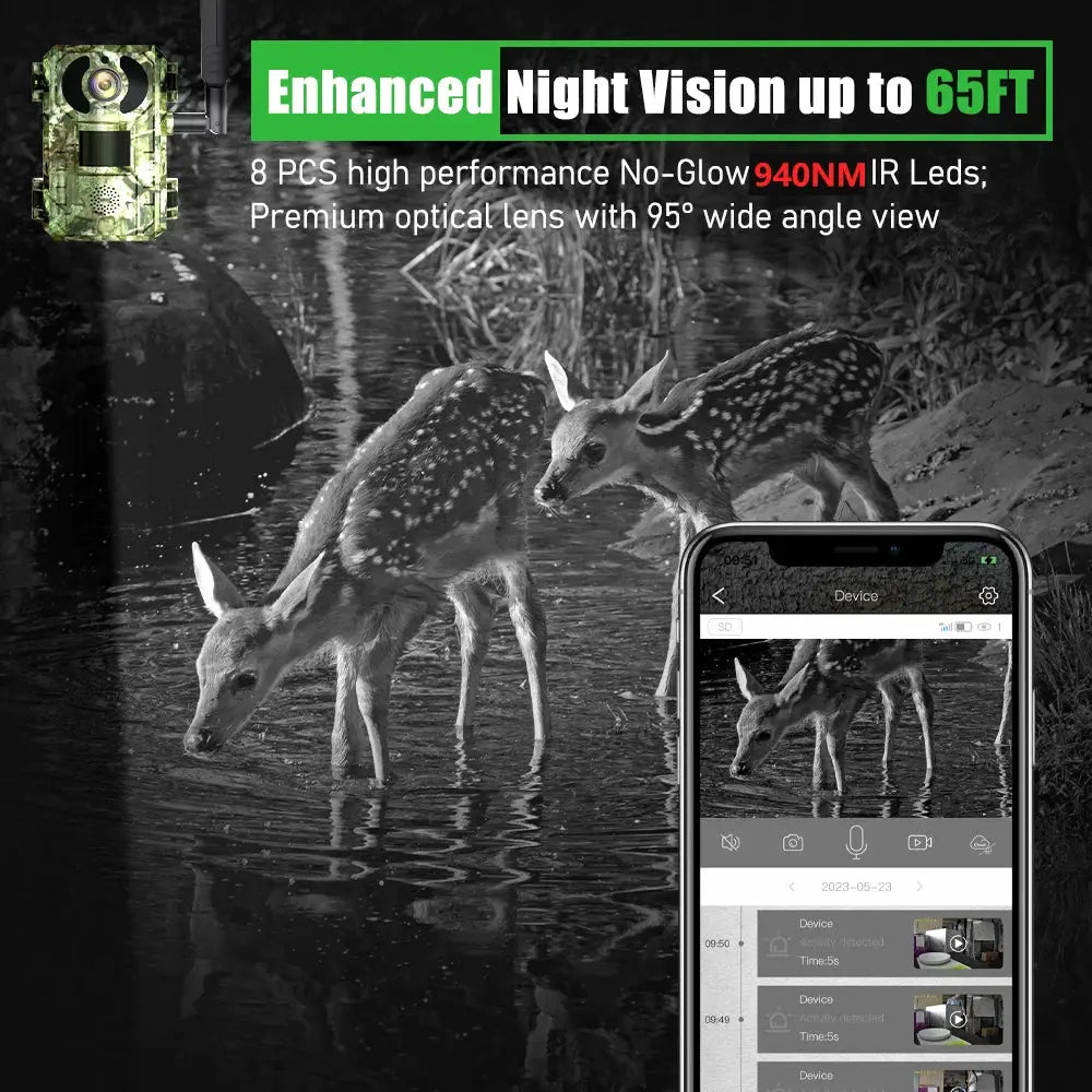 Simples Market EU 4G wildlife trail camera, 2K solar-powered, motion-activated, IP65 outdoor night vision