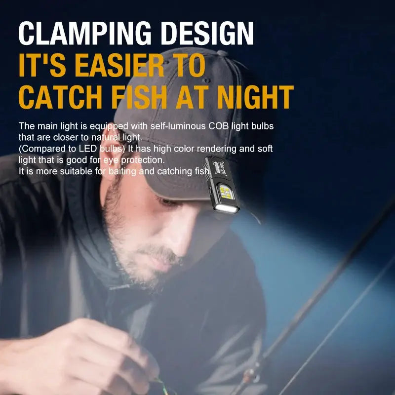 Simples Market portable waist-hanging keychain flashlight; bright compact LED with emergency charging for fishing