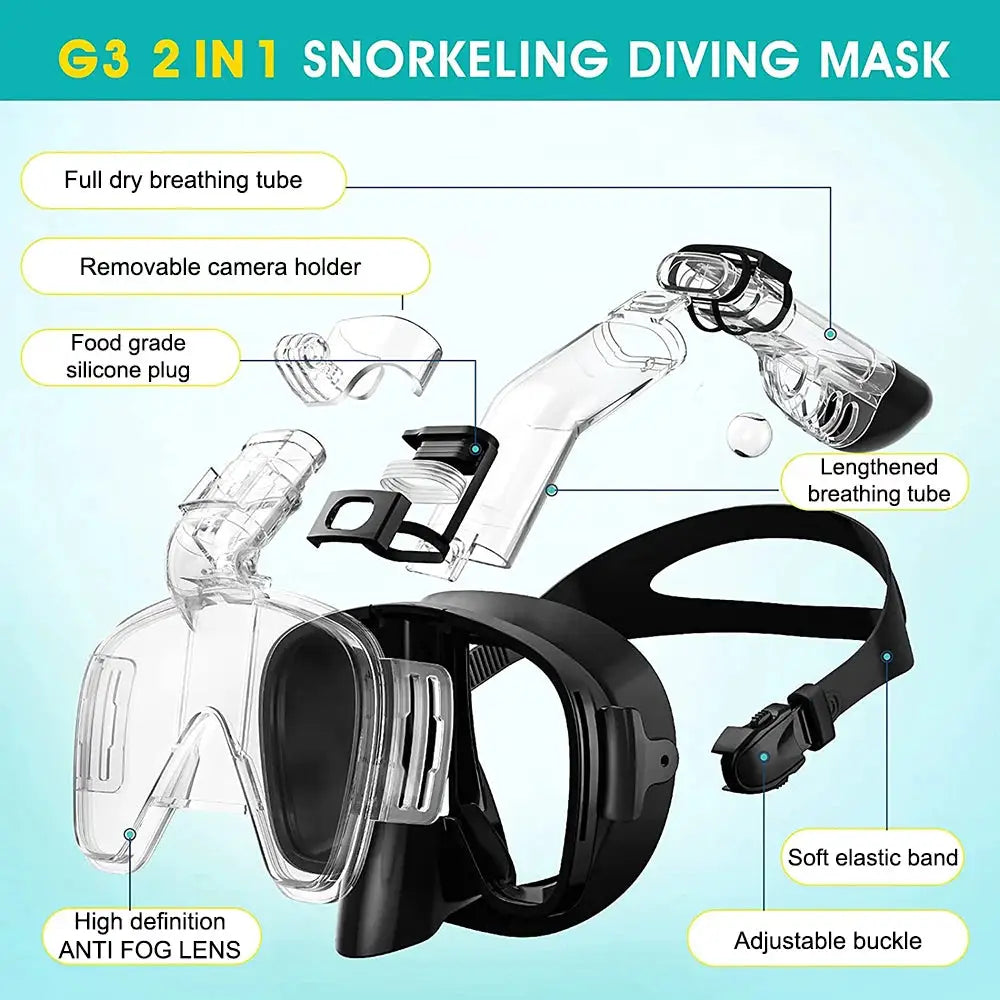 XIAOTREE Snorkeling Mask Half Face For Adults And Children Dry System Anti Fog Leakproof With Ultra Clear Vision