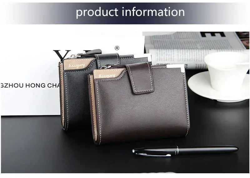 Baellerry men's wallet set of 2 in brown and black with zipper coin pocket and card holder