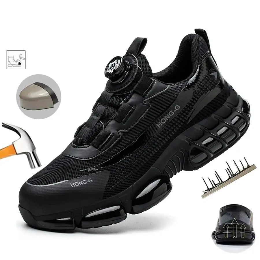 Indestructible Steel Toe Safety Shoes For Men With Slip Resistant And Abrasion Resistant Outsole Work Sneakers