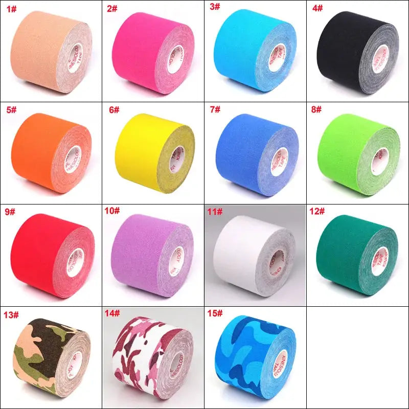 Simples Market kinesiology tape 15-color set, 2.5/5 cm wide, 5 m long, waterproof athletic bandage