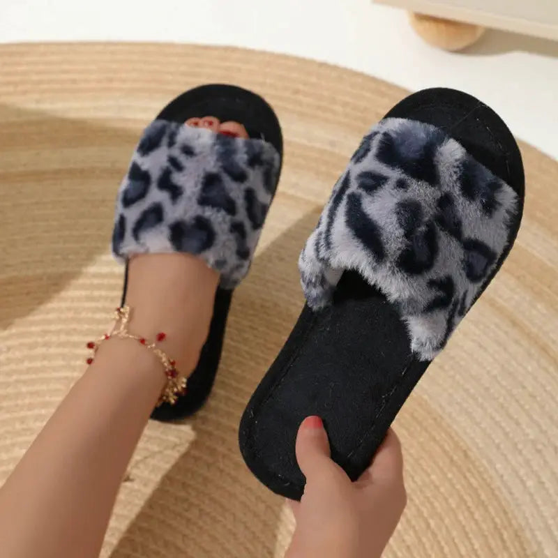 CozyNest Fashion Women Slippers Plush Cotton Warm Indoor Slippers With Non Slip EVA Sole