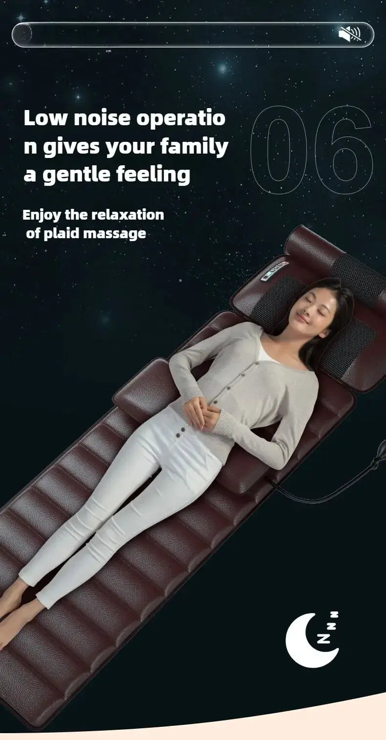 Simples Market brown electric full-body massage mattress with heating, back kneading and airbag cushions