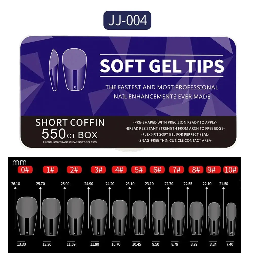 Nailuxe Pro Nails 550 Piece Soft Gel Nail Tips Medium And Short Full Coverage Matte Apricot Coffin Head Shape