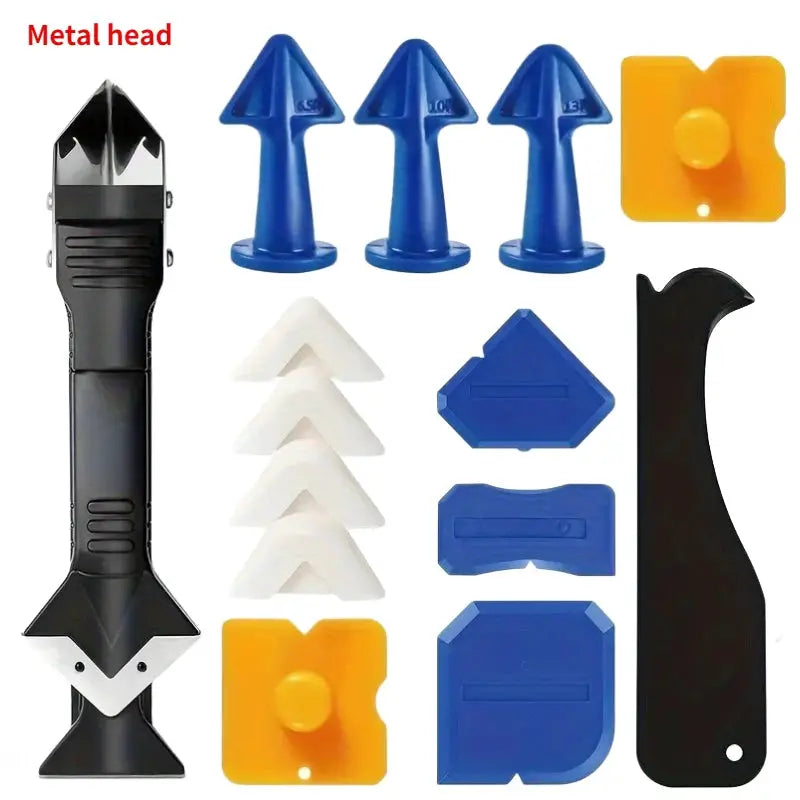 Simples Market silicone caulking set, 15pcs with blue nozzle tips and white spacers