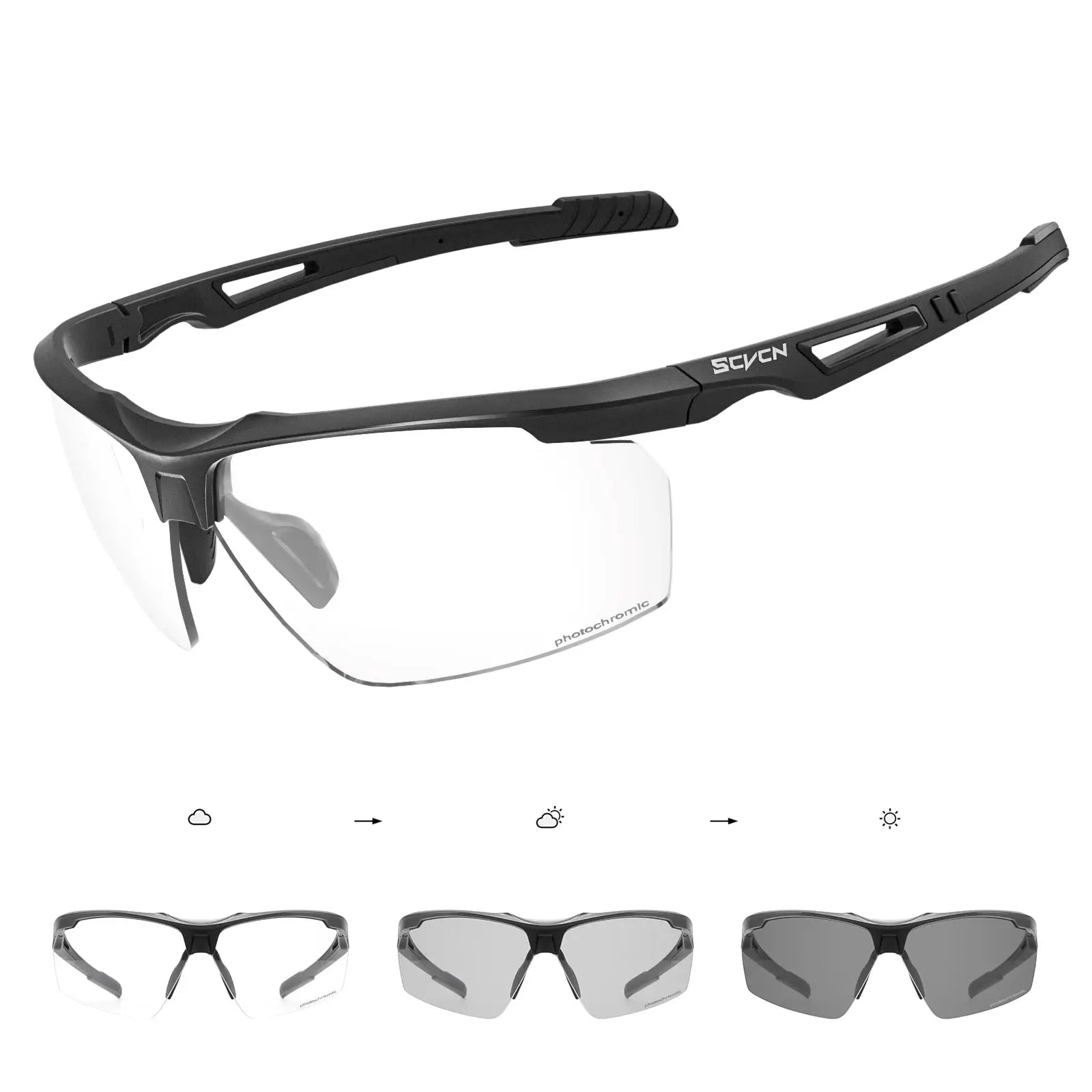 Scvcn Photochromic Cycling Glasses With Adaptive Lenses For Road And Mountain Biking UV Protection