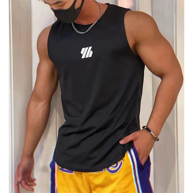 Summer Mesh Gym Vest For Men Sleeveless Tank Top High Quality Fitness Sports Shirt