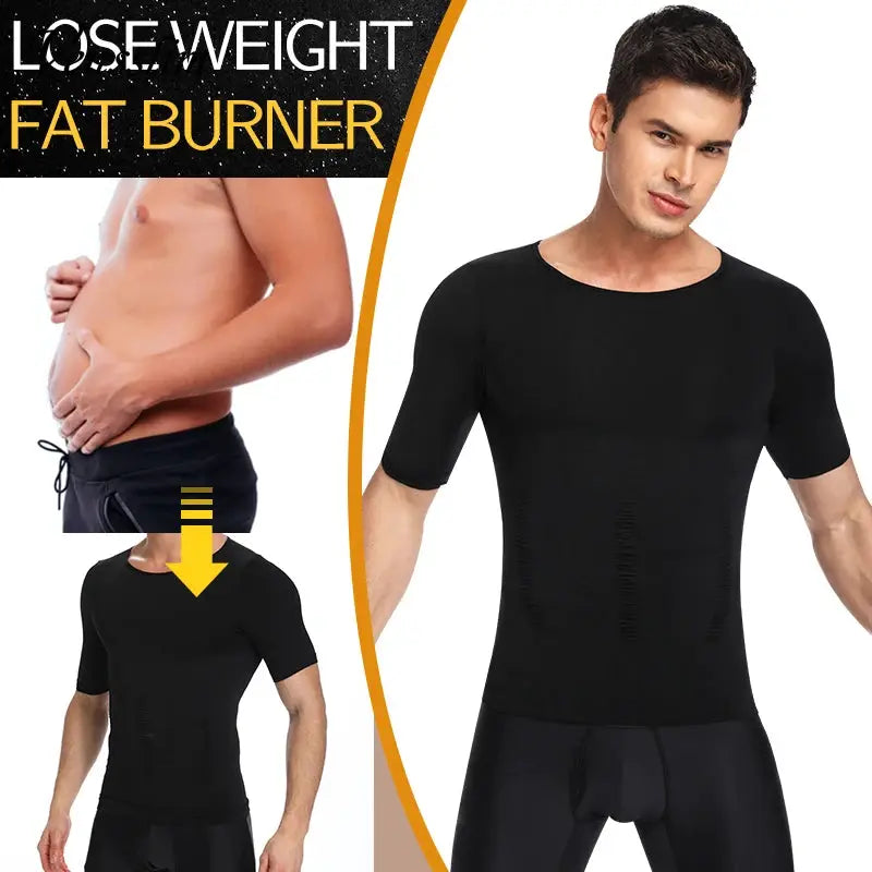 Men's black seamless compression body shaper undershirt by Simples Market for waist control