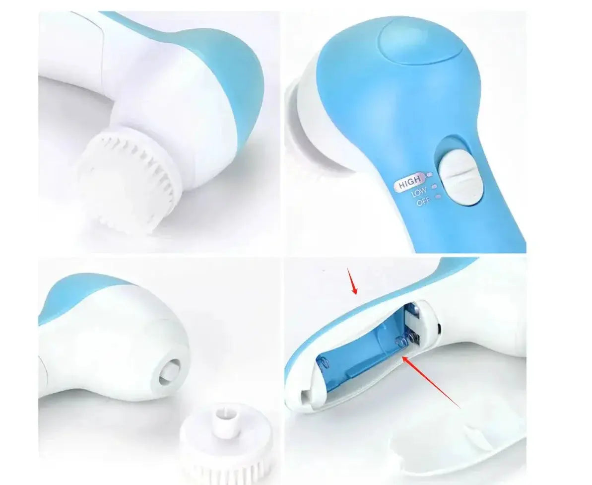 Electric 5 In 1 Facial Cleanser Brush Spa Skin Care Massager For Blackhead Removal And Gentle Facial Cleansing