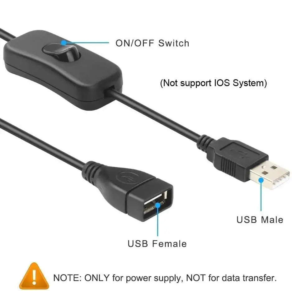 30cm USB Extension Cable With Switch For Lamps And USB Devices Long Life Power Cord