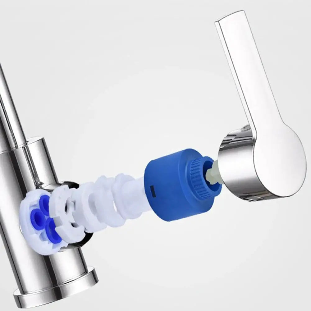 Simples Market chrome kitchen faucet with single-handle pull-out mixer and blue cartridge visible