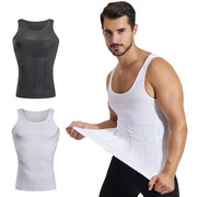 Mens compression sleeveless jersey tank tops set, 3-pack in black, white, gray by Simples Market
