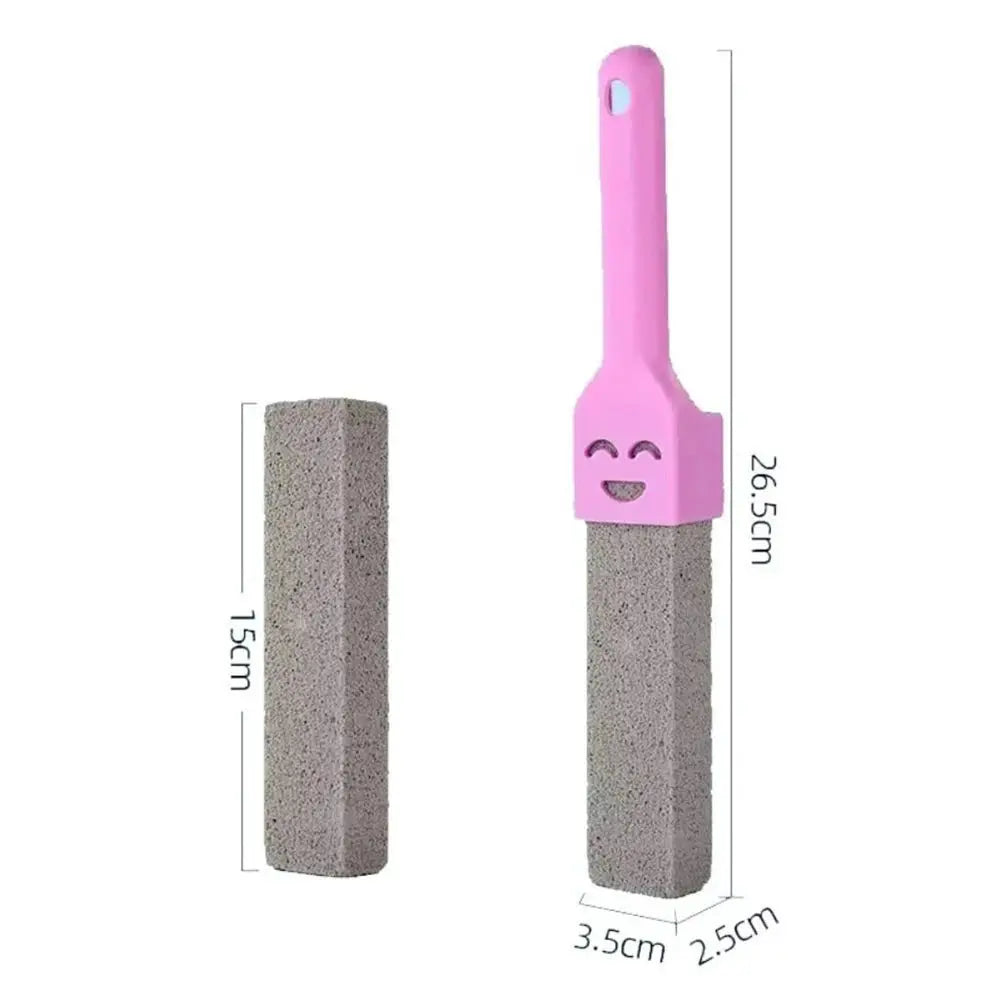 Pumice stone toilet brush set by Simples Market, pink handle with natural pumice stones, 2-piece