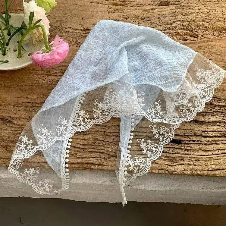 French Chic Alice White Lace Triangle Hair Wrap Silk And Chiffon Elegant Hair Accessory For All Occasions
