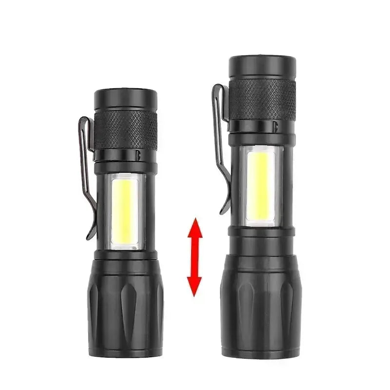 100000LM Super Bright LED Flashlight pair, black rugged with belt clip