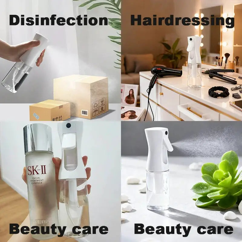 2-pack 200ml spray bottles set, refillable atomizers with fine mist for beauty and hair care