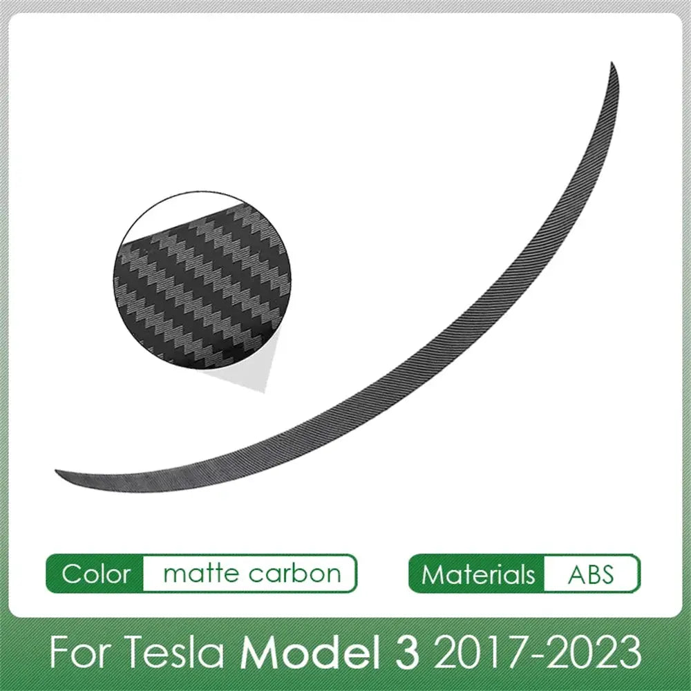 Tesla Model 3 rear spoiler in matte carbon ABS by Simples Market