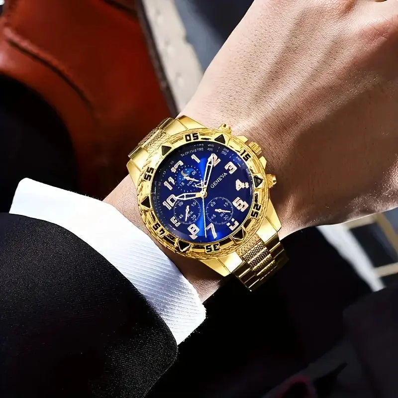 TimelyWear Vintage Watch Set 2 Piece Mens Quartz Watches Stainless Steel Case Casual And Business Style
