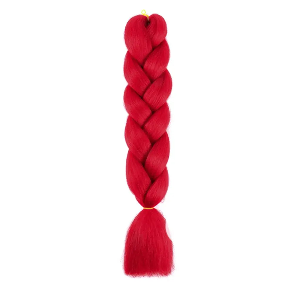 Red 24-inch jumbo braiding hair extensions for DIY crochet braids, synthetic Afro braid hair