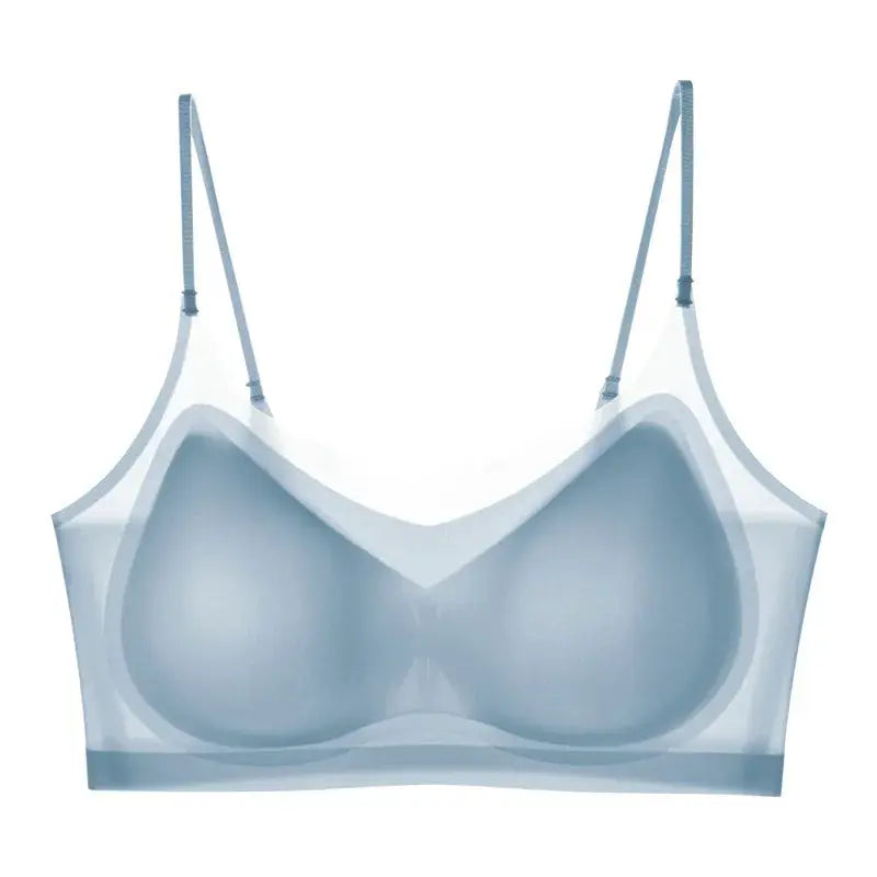Ultra-thin ice-silk top bra in light blue with seamless molded cups, Simples Market