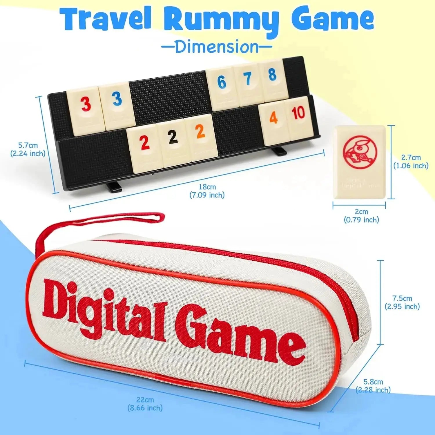 Rummy Cube Game Set With 106 Tiles 4 Racks Portable Case For Travel And Family Fun